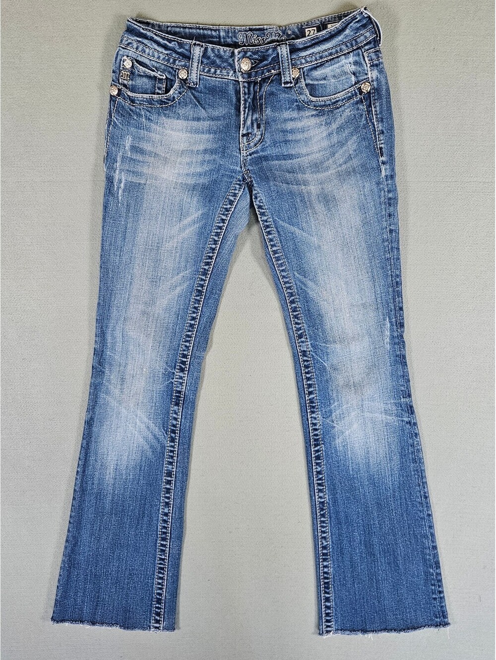 Miss Me Womens Medium Wash Stretch Bootcut Jeans Size 27